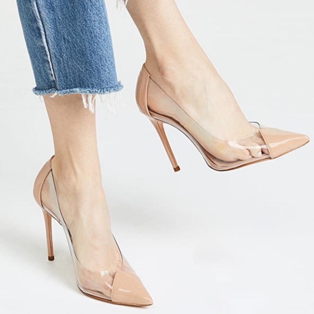 SCHUTZ Cendi transparent Nude patent leather heels
